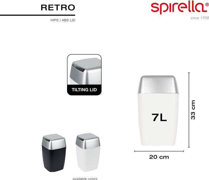 Produktbild spirella Retro Schwingdeckeleimer (7 l)