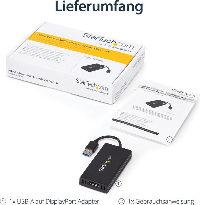 Produktbild StarTech USB A – Displayport (USB-A, 9 cm)