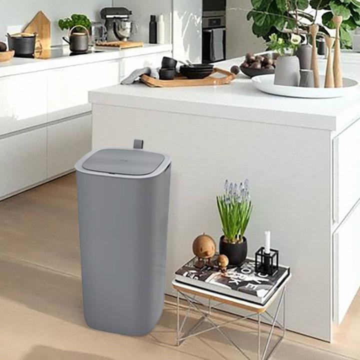 Produktbild EKO berührungsloser Sensor Mülleimer Morandi Smart 30 L grau quadratischer Abfalleimer mit Touch-Be (30 l)
