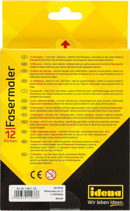 Produktbild Idena Fasermaler 12 Stück Strichstärke: 2 mm (Assortiert, 12 x)
