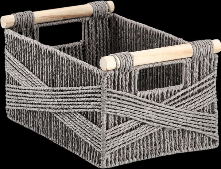 Productafbeelding Zeller Present Opbergmand, geweven papier/hout, grijs (1 x)