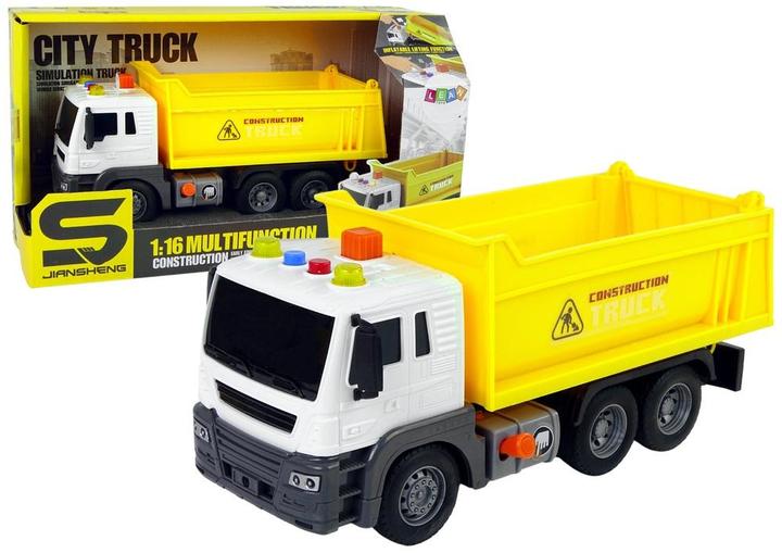 Lean Toys Baufahrzeug Muldenkipper 1:16 Gelb Gabelstapler Anhänger