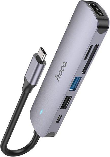 Actual product image Hoco HB28 Multi Hub (USB-C, 6 Ports)