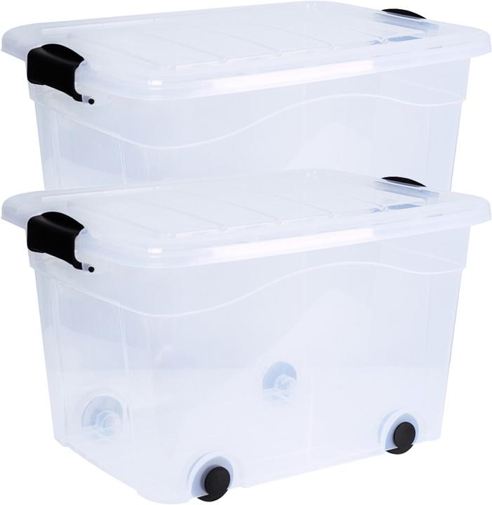 Produktbild Siena Home 2er Set Aufbewahrungsbox 20 l mit Rollen (45 x 33.5 x 25 cm, 42 l)