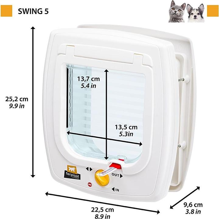 Image du produit Ferplast Porte pour chat Swing 5T 4-way blanc (Chatière manuelle)