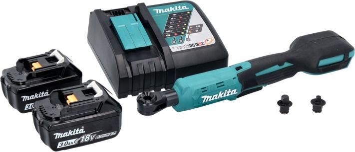 Makita DWR 180 RF Battery ratchet screwdriver 18 V 47.5 Nm 1/4" 3/8" + 2x battery 3.0 Ah + charger (1/4", 3/8")