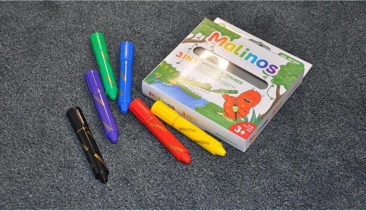 Actual product image Malinos wax crayons 3-in-1, 6 pieces (Multicoloured, 6 x)