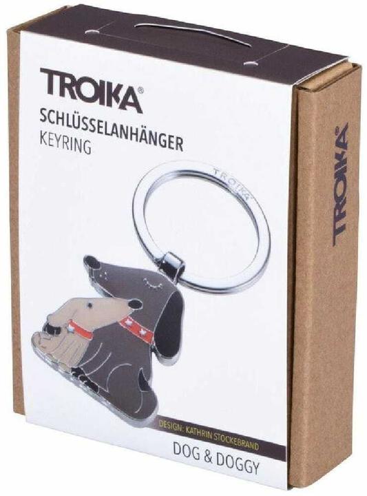 Image du produit Troika DOG & DOGGY Porte-clés chien et chiot, gris brillant/beige/brun