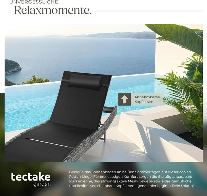 Produktbild tectake Rattan Sonnenliege Moana (211 cm)