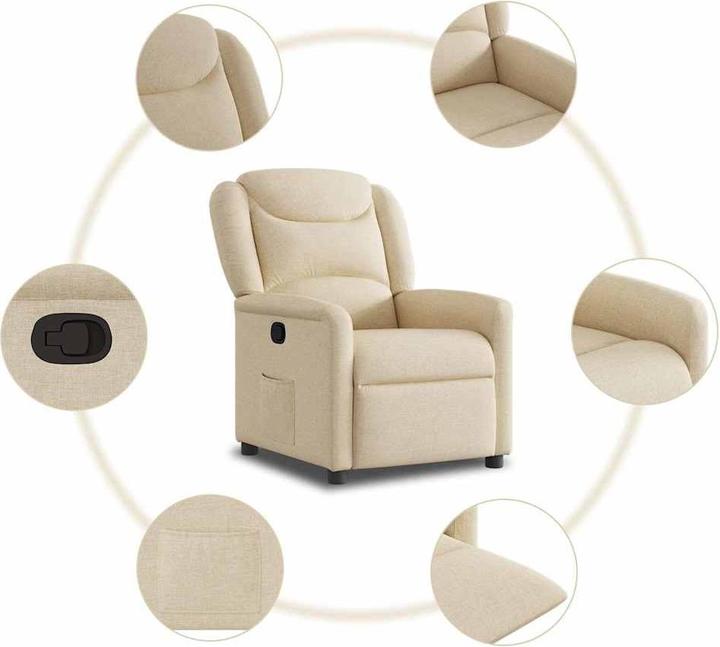 Immagine prodotto VidaXL Poltrona massaggiante in tessuto crema poltrona massaggiante TV poltrona con funzione massaggio