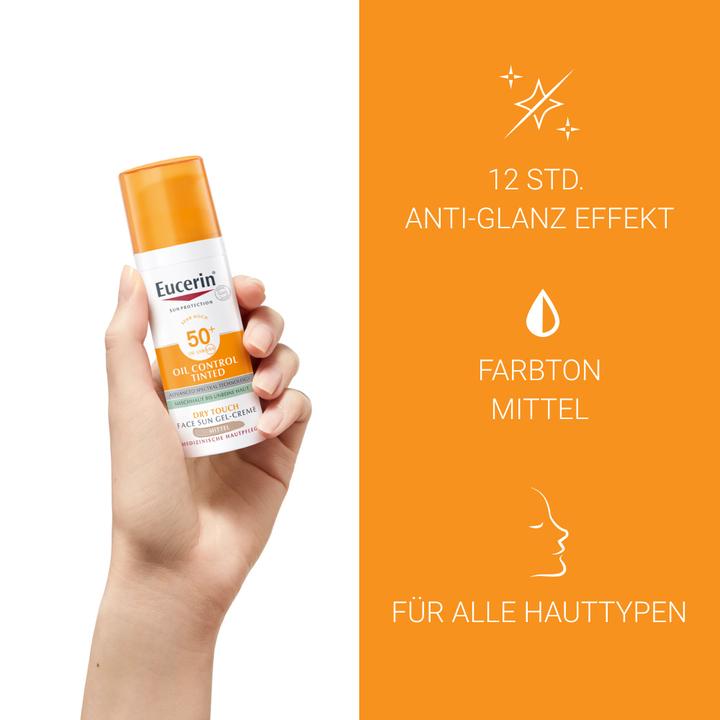 Actual product image Eucerin SUN Face Oil Control Gel-Cream Tinted Medium SPF 50+ (Sun cream face, SPF 50+, 50 ml, 97.24 g)