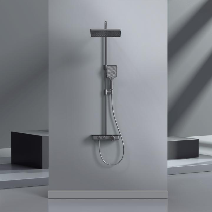Image du produit Emke Système de Douche avec Thermostat, Ensemble de colonne de Douche, Douche de tête, Métal Noir