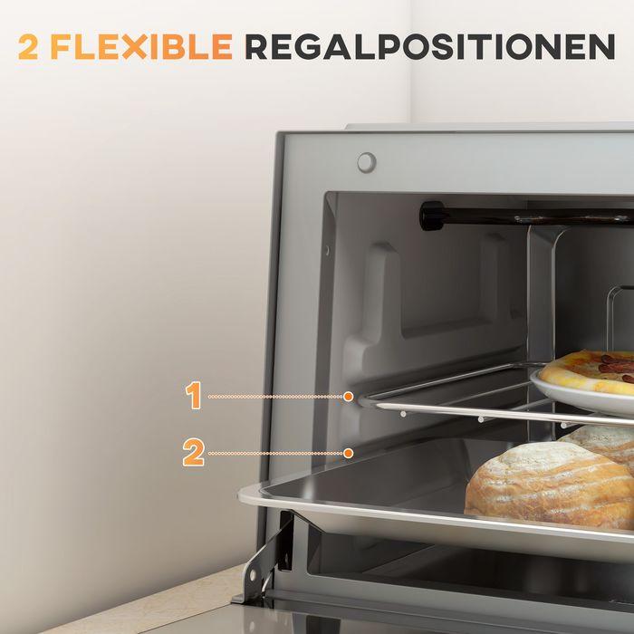 Actual product image Swisshandel24 Minibackofen 9L Mini Ofen mit Backblech, Grillrost, 100 °C-230 °C Edelstahl, silber