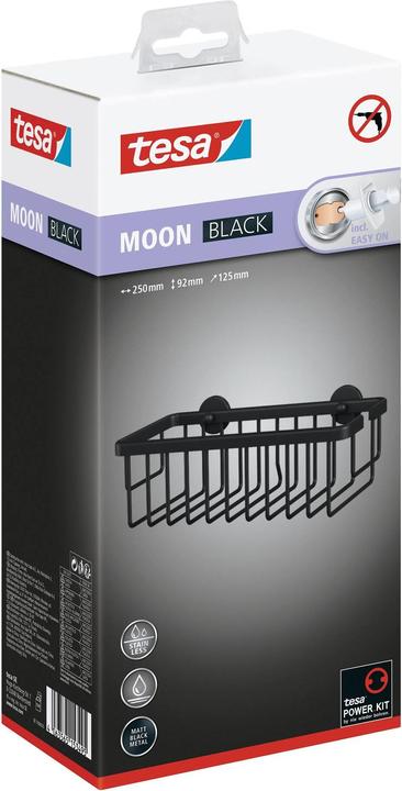 Actual product image tesa MOON BLACK shower tray incl. adhesive solution without drilling (9 x 13 x 29 cm)