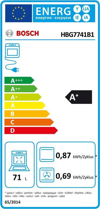 Energie-Label Bosch Hausgeräte HBG7741B1