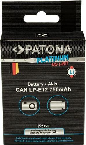 Actual product image Patona Platinum USB-C Canon LP-E12 (Camera battery)