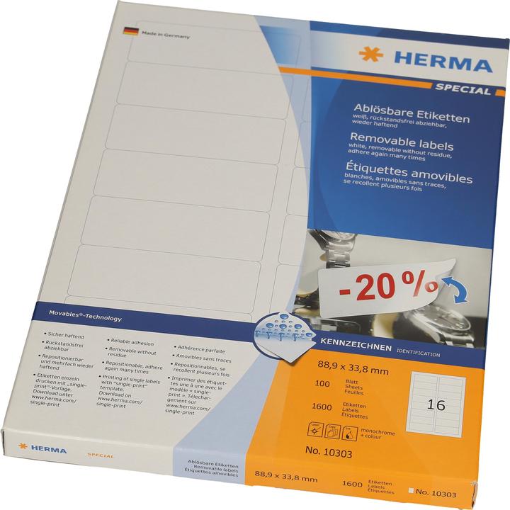 Image du produit HERMA Étiquettes détachables A4