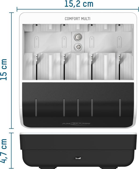 Produktbild Ansmann Comfort Multi Ladegerät (1 Stk., AA, HR03, 800 mAh, Ladegerät ohne Akku)