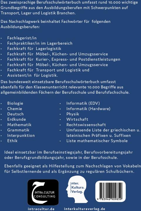 Produktbild Berufsschulwörterbuch für Transport, Lager und Logistik (Arabisch, Deutsch, Interkultura Verlag - Social Business Verlag, 2023)
