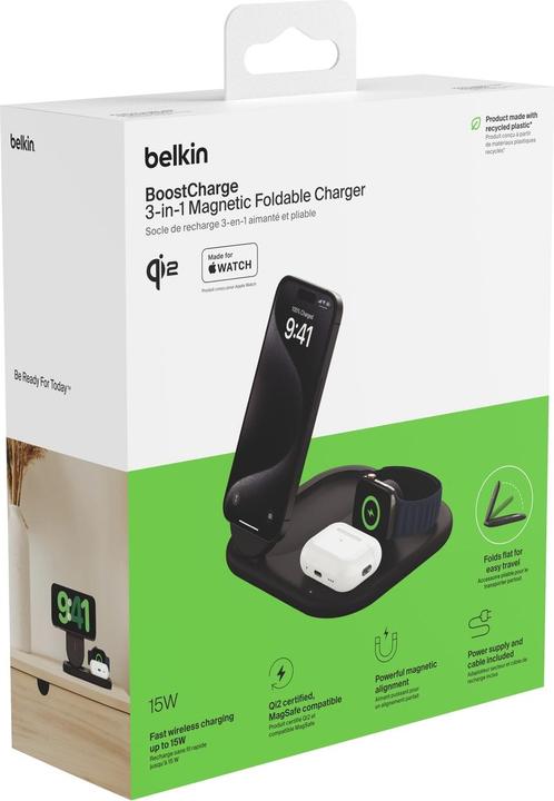 Actual product image Belkin BoostCharge 3-in-1 Qi2 charging station (15 W)