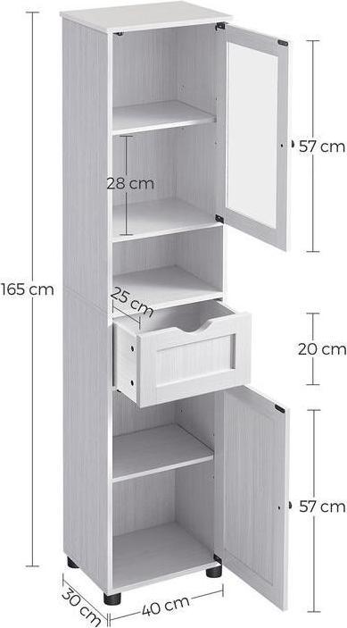 Actual product image Vasagle Bathroom cabinet white 40.0 x 30.0 x 165.0 cm (40 x 165 cm)