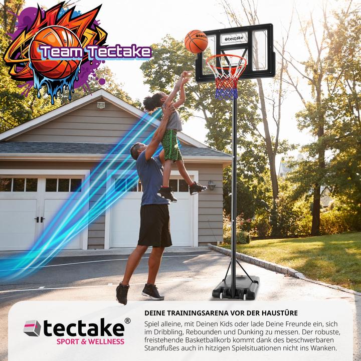 Actual product image tectake Basketball hoop Dirk, hoop height 234 - 302 cm, with ball & pump