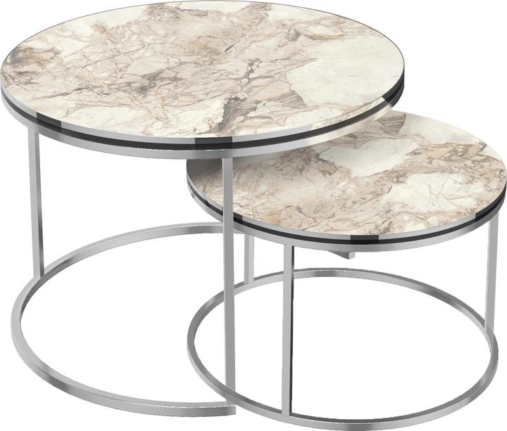 Produktbild En.Casa Couchtischset ’Skagen’ im 2er Set Marmor, weiss / Silber