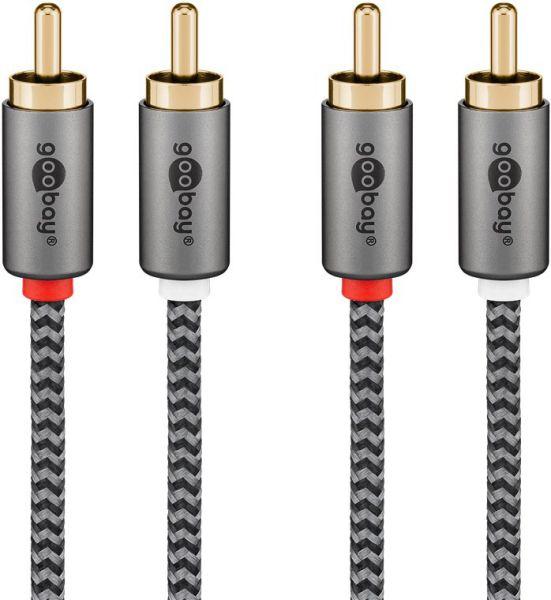 Immagine prodotto Goobay Cavo stereo cinch, 1 m, grigio pelle di squalo (1 m, Cinch)