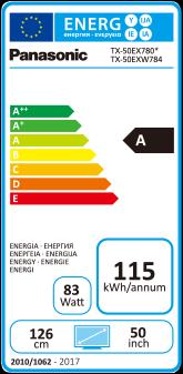 Etichetta energetica Panasonic Tx-50exw784 (50", LCD, 4K, 2017)