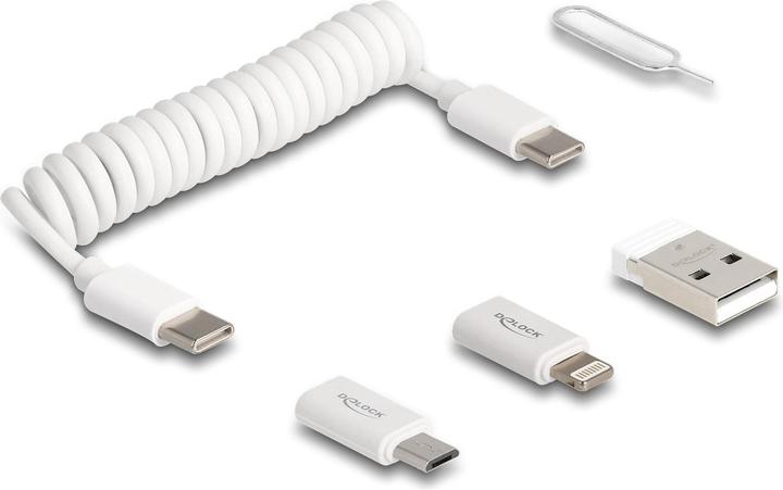 Immagine prodotto Delock 5 in 1 Cavo USB per dati e ricarica e adattatore PD 3.0 60 W bianco (0.10 m, USB 2.0)