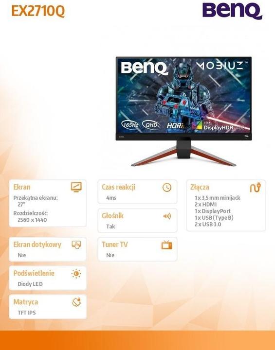 Actual product image BenQ EX2710Q (2560 x 1440 pixels, 27")