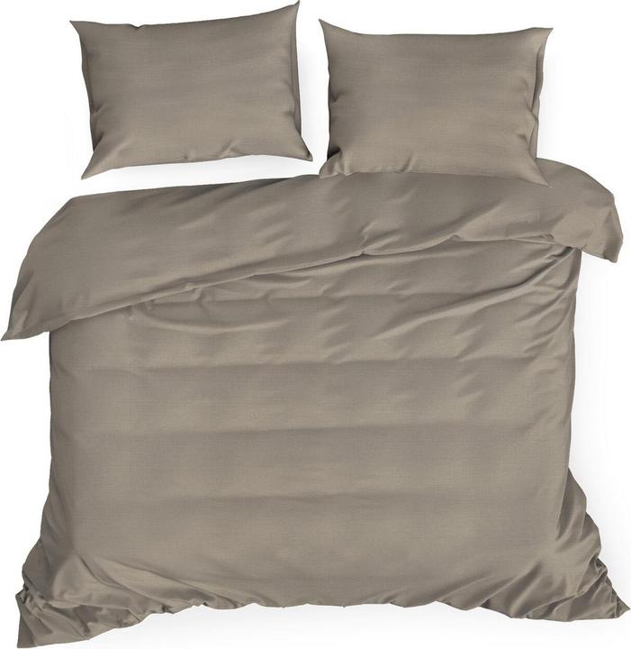 Productafbeelding Eurofirany Bettzeug 220x200 cm glatt mit Baumwollsatin Hellbraun Dina Diva Linie Farbe (Dekbedovertrek, 220 x 200 cm)