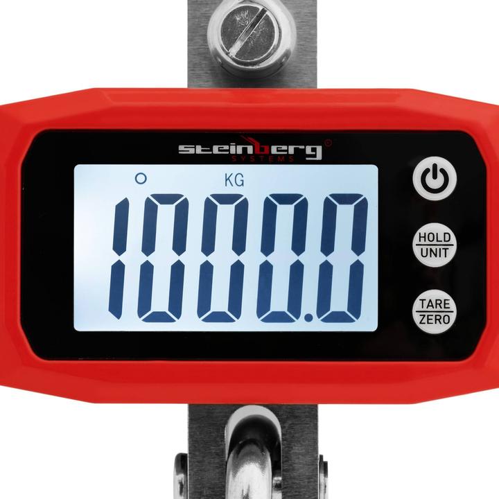 Produktbild Steinberg Kranwaage 1000 kg / 100 g Hängewaage Zugwaage LCD Lastenwaage Aluminiumgehäuse