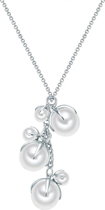 Lulu & Jane Damen Messing Muschelkernperle silber 42,0 cm Basiskette + 5,0 cm Verlängerung - 29157 (Messing, 42 - 47 cm)