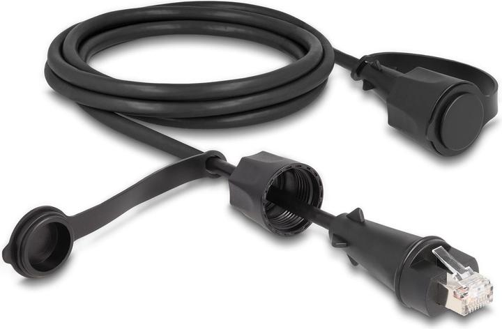 Image du produit Delock Câble réseau RJ45 à RJ45 Cat.6 STP avec capuchon d'étanchéité Extérieur IP68 poussière et humidité (S/UTP, CAT6, 2 m)