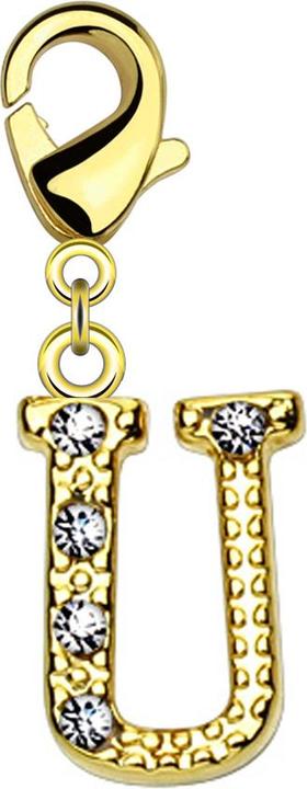 Star Piercing Anhänger 14k vergoldet mit Kristall Buchstabe U (Messing)