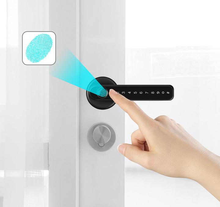 Produktbild VisorTech Sicherheits-Türbeschläge mit Fingerabdruck-Scanner, PIN & App, 5er Set (Türgriff)
