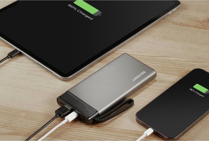 Produktbild Voltcraft PB-10-PD3.0 Powerbank 10000 mAh Power Delivery LiPo Grau-Schwarz (10000 mAh, 37 Wh)