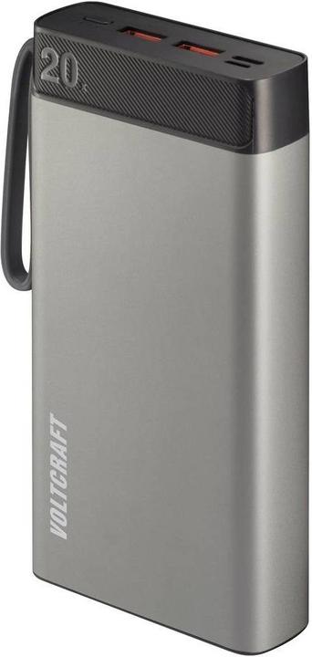 Produktbild Voltcraft PB-20-PD3.0 Powerbank 20000 mAh Power Delivery LiPo Grau-Schwarz (20000 mAh, 74 Wh)