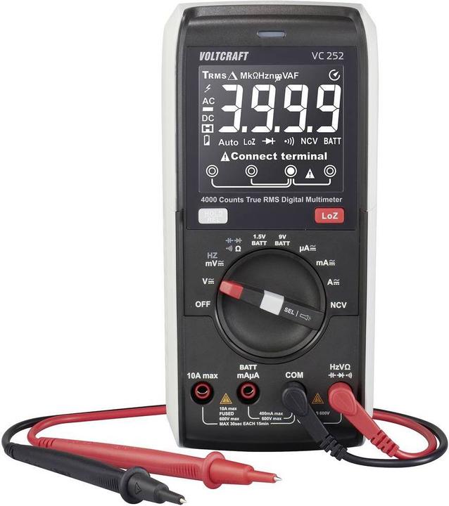 Immagine prodotto Voltcraft VC252 Multimetro portatile digitale CAT III 600 V Display (conteggi): 4000 (CAT III 600V)