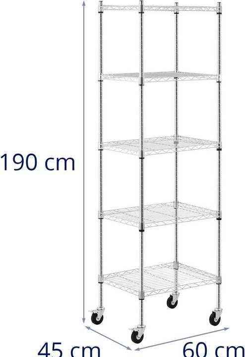 Produktbild Royal Catering Metallregal Standregal Steckregal Haushaltsregal Küchenwagen 4 Rollen 50 kg