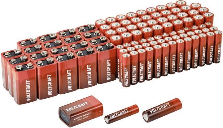 Voltcraft Pile alcaline (40 pcs, AA, AAA, 9V Block, 3000 mAh)