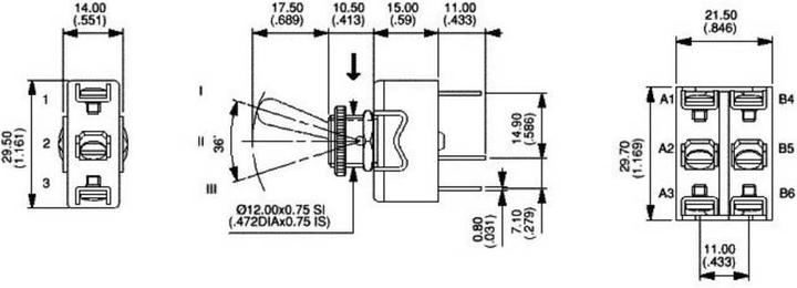 Image du produit APEM 6-631H/2 Interrupteur à bascule 250 V/AC 6 A 1 x arrêt/marche à verrouillage 1 pce