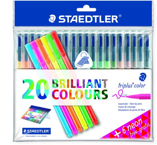 Immagine prodotto Staedtler penne triplus con punta in fibra confezione da 20 + 6 in omaggio (Multicolore, 20 x)