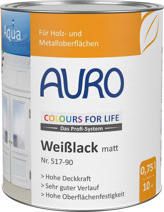 Produktbild AURO Lack matt 517-90 (Weiss, 0.75 l)
