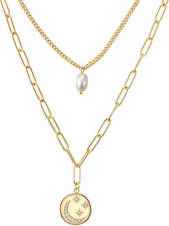 Image du produit Valero Pearls Femme Acier inoxydable Preciosa Perle de culture d'eau douce or jaune 38,0/43,0 cm Chaîne de base + (Acier inoxydable, 38 cm)