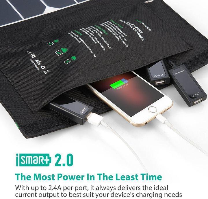 Actual product image RAVPower RP-PC005 Tri-Port Solar Charger (24 W)
