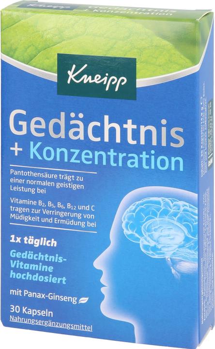 Nutritional values and ingredients Memory + Concentration Capsules, 30 Capsules (30 Piece, Capsules)