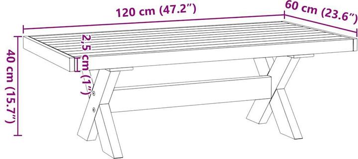Actual product image VidaXL Coffee table NOAIN X-shaped legs 120x60x40 cm solid pine wood (120 x 60 x 40 cm)