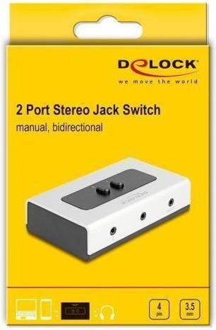 Image du produit Delock Commutateur 2 à 1 jack 3,5 mm 4 broches bidirectionnel manuel